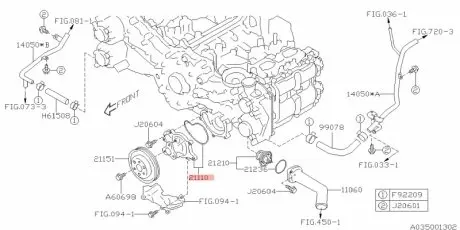 21110AA690 НАСОС ВОДЯН. ОХОЛОДЖ. SUBARU подбор по vin на Brocar