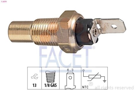 73079 Температурный датчик охлаждающей жидкости FACET підбір по vin на Brocar