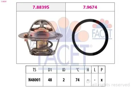 78839 Термостат, охлаждающая жидкость FACET підбір по vin на Brocar