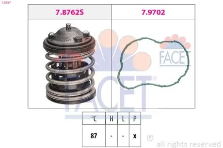 78827 Термостат, охлаждающая жидкость FACET підбір по vin на Brocar