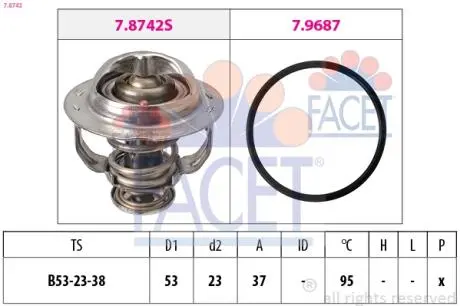 78742 Термостат, охлаждающая жидкость FACET підбір по vin на Brocar