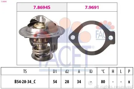 78694 Термостат, охлаждающая жидкость FACET підбір по vin на Brocar