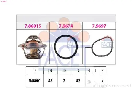 78691 Термостат, охлаждающая жидкость FACET підбір по vin на Brocar