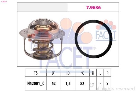 78679 Термостат, охлаждающая жидкость FACET подбор по vin на Brocar