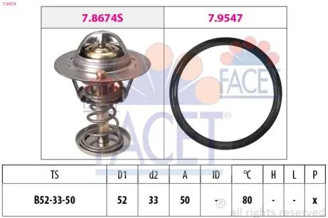 78674 Термостат, охлаждающая жидкость FACET підбір по vin на Brocar