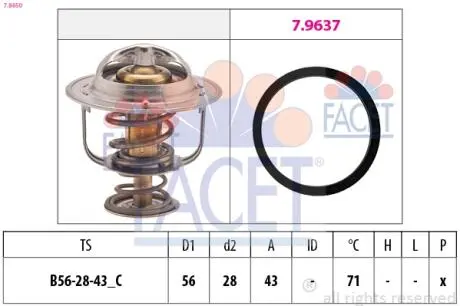 78650 Термостат, охлаждающая жидкость FACET підбір по vin на Brocar