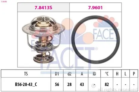 78640 Термостат, охлаждающая жидкость FACET підбір по vin на Brocar