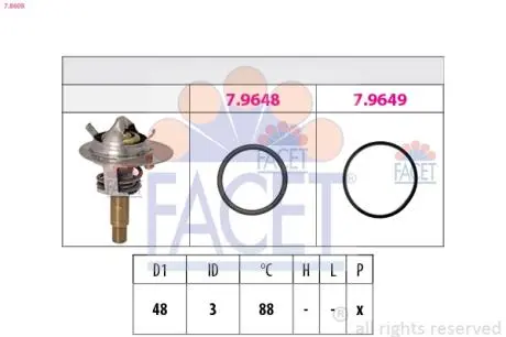 78609 Термостат, охлаждающая жидкость FACET підбір по vin на Brocar