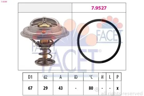 78549 Термостат, охлаждающая жидкость FACET підбір по vin на Brocar