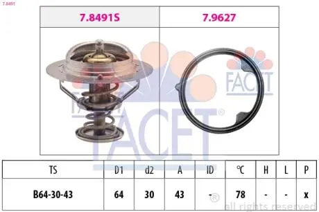 78491 Термостат, охлаждающая жидкость FACET підбір по vin на Brocar