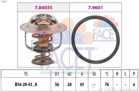 78403 Термостат, охлаждающая жидкость FACET підбір по vin на Brocar
