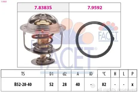 78383 Термостат, охлаждающая жидкость FACET підбір по vin на Brocar