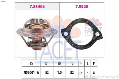 78331 Термостат, охлаждающая жидкость FACET підбір по vin на Brocar
