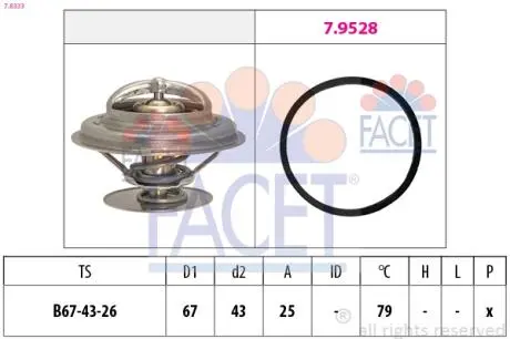 78333 Термостат, охлаждающая жидкость FACET підбір по vin на Brocar