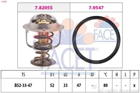 78205 Термостат, охлаждающая жидкость FACET підбір по vin на Brocar