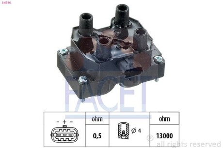 96316 Котушка запалювання FACET підбір по vin на Brocar