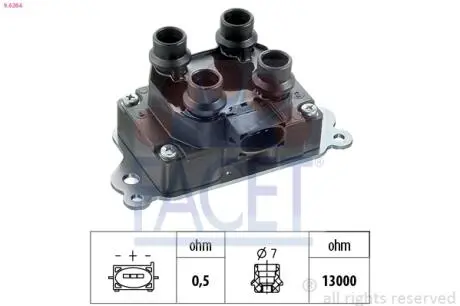 96264 Котушка запалювання FACET подбор по vin на Brocar