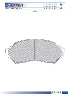 FO677981 Комплект гальмівних накладок, дискове гальмо FOMAR підбір по vin на Brocar