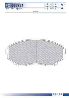 FO663781 Комплект гальмівних накладок, дискове гальмо FOMAR подбор по vin на Brocar