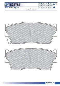 FO623781 Комплект гальмівних накладок, дискове гальмо FOMAR підбір по vin на Brocar