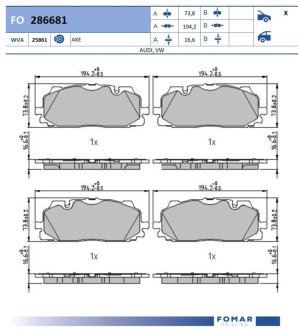 FO286681 Автозапчастина FOMAR подбор по vin на Brocar