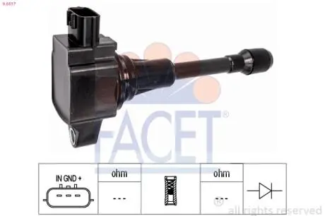96517 Котушка системи запалювання FACET підбір по vin на Brocar