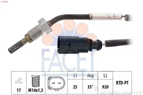 220103 Датчик, температура відпрацьованих газів FACET підбір по vin на Brocar