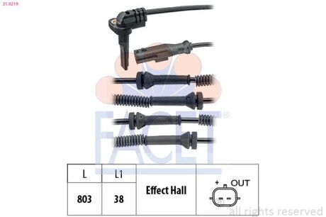 210219 Датчик ABS TRAFIC III (14-) (210219) Facet FACET подбор по vin на Brocar