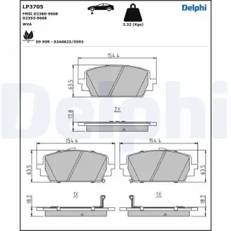 LP3705 Гальмівні колодки, дискові DELPHI підбір по vin на Brocar