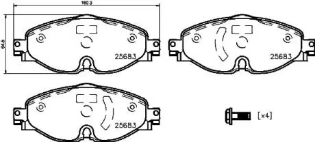 P85147X Комплект гальмівних накладок, дискове гальмо BREMBO підбір по vin на Brocar