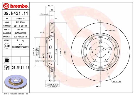 09N43111 Автозапчастина BREMBO підбір по vin на Brocar