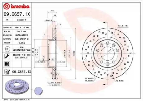 09C6571X Гальмівні диски BREMBO подбор по vin на Brocar