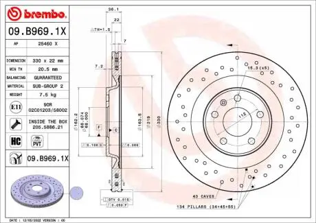 09B9691X Гальмівні диски BREMBO підбір по vin на Brocar