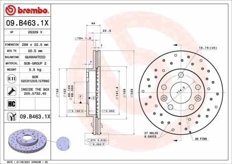 09B4631X Автозапчастина BREMBO подбор по vin на Brocar