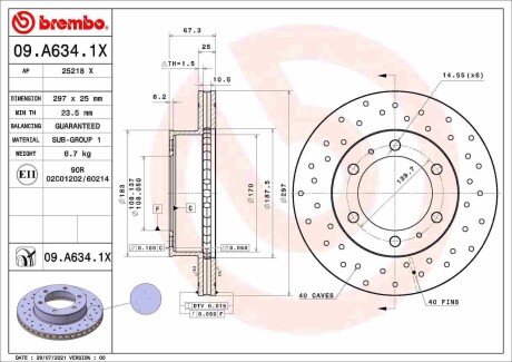 09A6341X Автозапчастина BREMBO подбор по vin на Brocar