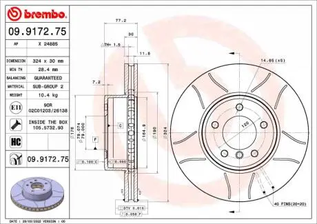 09917275 Гальмівний диск BREMBO подбор по vin на Brocar
