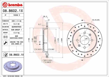 08B6021X Автозапчастина BREMBO подбор по vin на Brocar