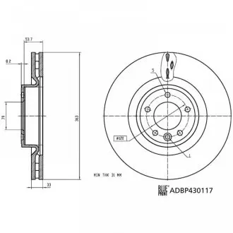 ADBP430117 Гальмівний диск BLUE PRINT підбір по vin на Brocar