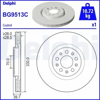 BG9513C Гальмівний диск DELPHI подбор по vin на Brocar