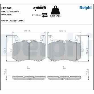 LP3702 Гальмівні колодки, дискові DELPHI підбір по vin на Brocar