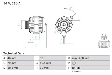 0986049500 Генератор BOSCH підбір по vin на Brocar