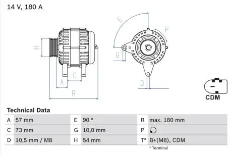 0986082200 Генератор BOSCH підбір по vin на Brocar
