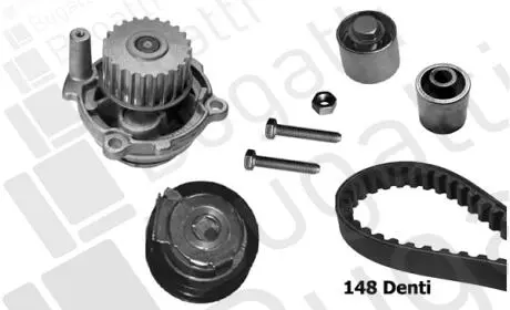 KBU5112A К-кт ГРМ (помпа+рем.+3 ролика +крепл.) Golf,Passat,Audi A4,Skoda BUGATTI підбір по vin на Brocar