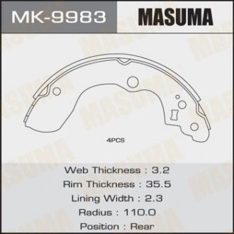 MK9983 Колодка тормозная барабанная (MK9983) MASUMA MASUMA подбор по vin на Brocar