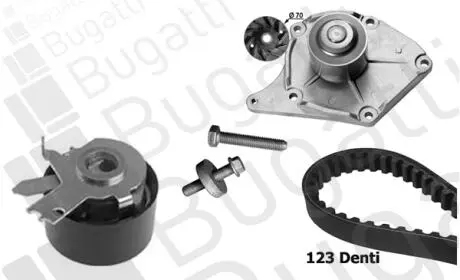 KBU10011B Комплект ГРМ (+помпа), (ремінь CD0251) 1.5dCi Micra III/Kubistar/Almera II 03- BUGATTI підбір по vin на Brocar