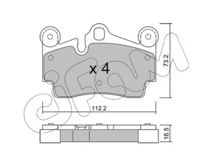 8226550 Гальмівні колодки зад. Audi Q7/Touareg/Cayenne (Brembo) (112,2x73,2x16,2) CIFAM подбор по vin на Brocar