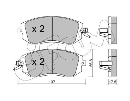 8225001 Гальмівні колодки перед. Subaru Impreza 02-/Forester 02- (akebono) CIFAM підбір по vin на Brocar