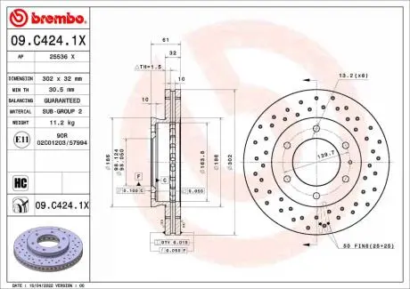 09C4241X Автозапчастина BREMBO підбір по vin на Brocar