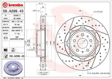 09A29943 Гальмівний диск BREMBO підбір по vin на Brocar