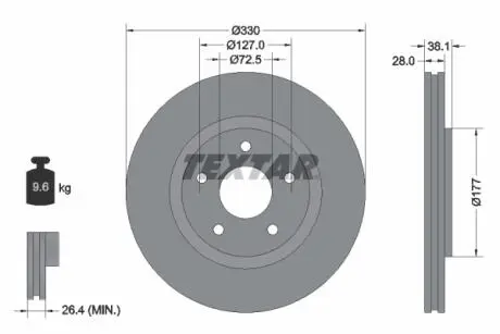 92278905 Гальмівний диск TEXTAR підбір по vin на Brocar